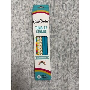 CharCharms Rainbow Tumbler Straws 6 Pack for 30oz Tumblers Reusable BPA Free NEW